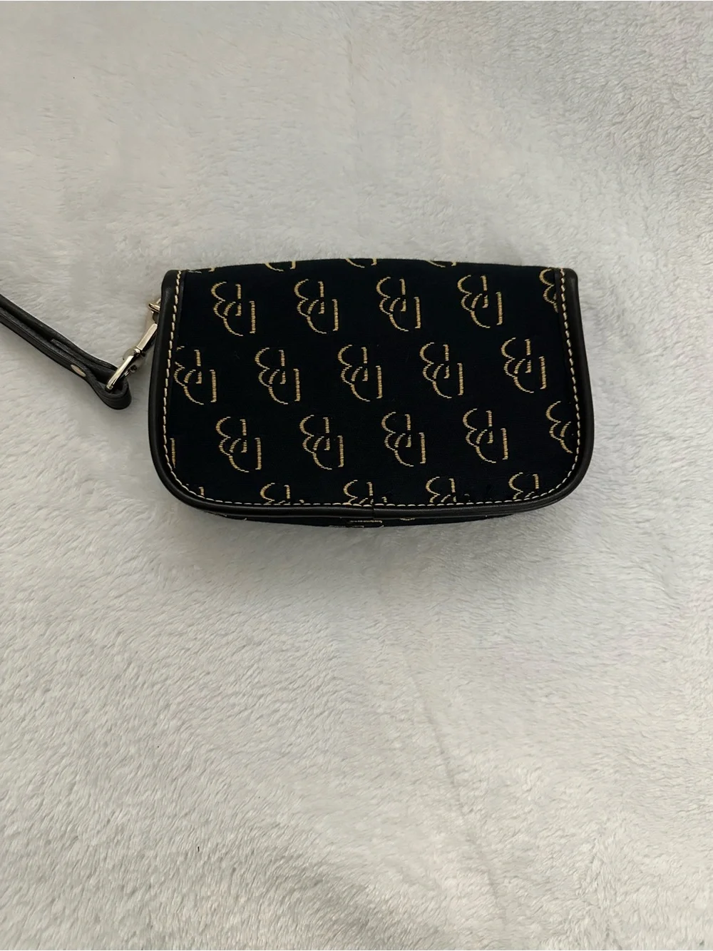Dooney & Bourke Black and Gold Signature Wristlet Clutch